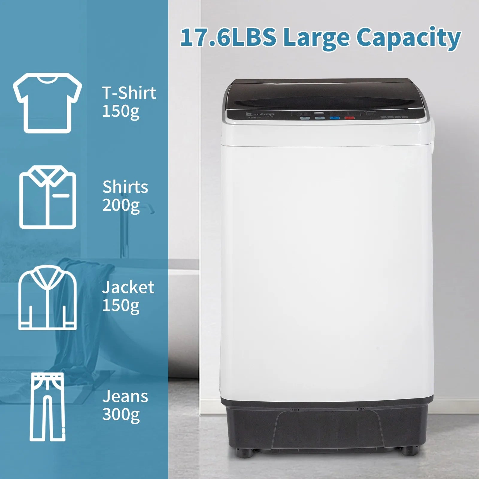 Full-Automatic Washing Machine Portable Compact Laundry Washer Spin w/Drain Pump