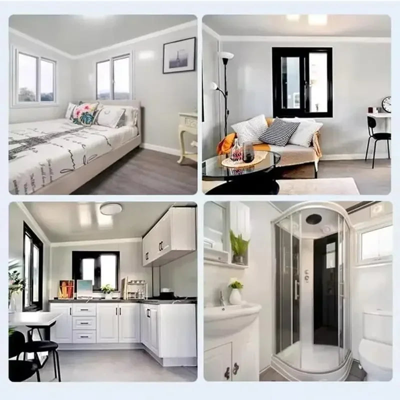 Expandable Prefab Tiny Home - 40ft Portable Container House with 3 Bedrooms 1 Kitchen & Bathroom Perfect for Off-Grid Adventures