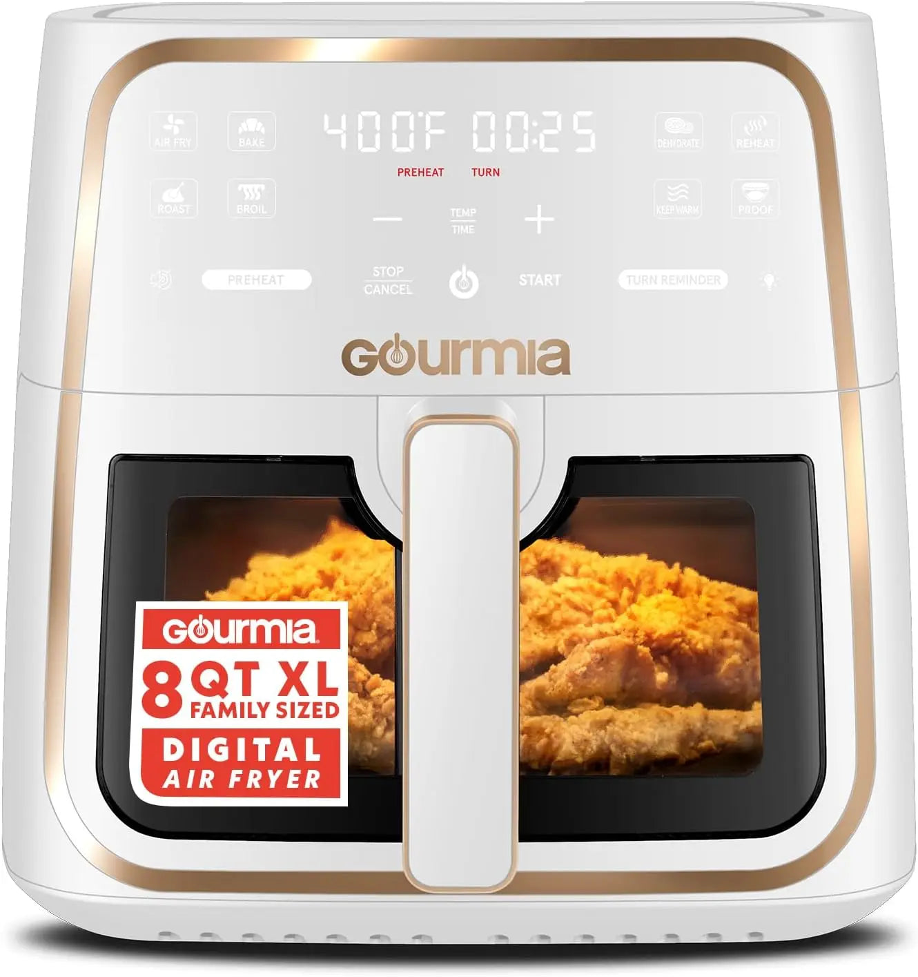 8 Qt Air Fryer with Digital Display, 360° Technology, Easy View Window & Dishwasher Safe Basket