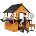 Outdoor Playhouse with Sink Toys, Picnic Table, Mailbox, Spacious Wooden Toddler Playhouse, Customized