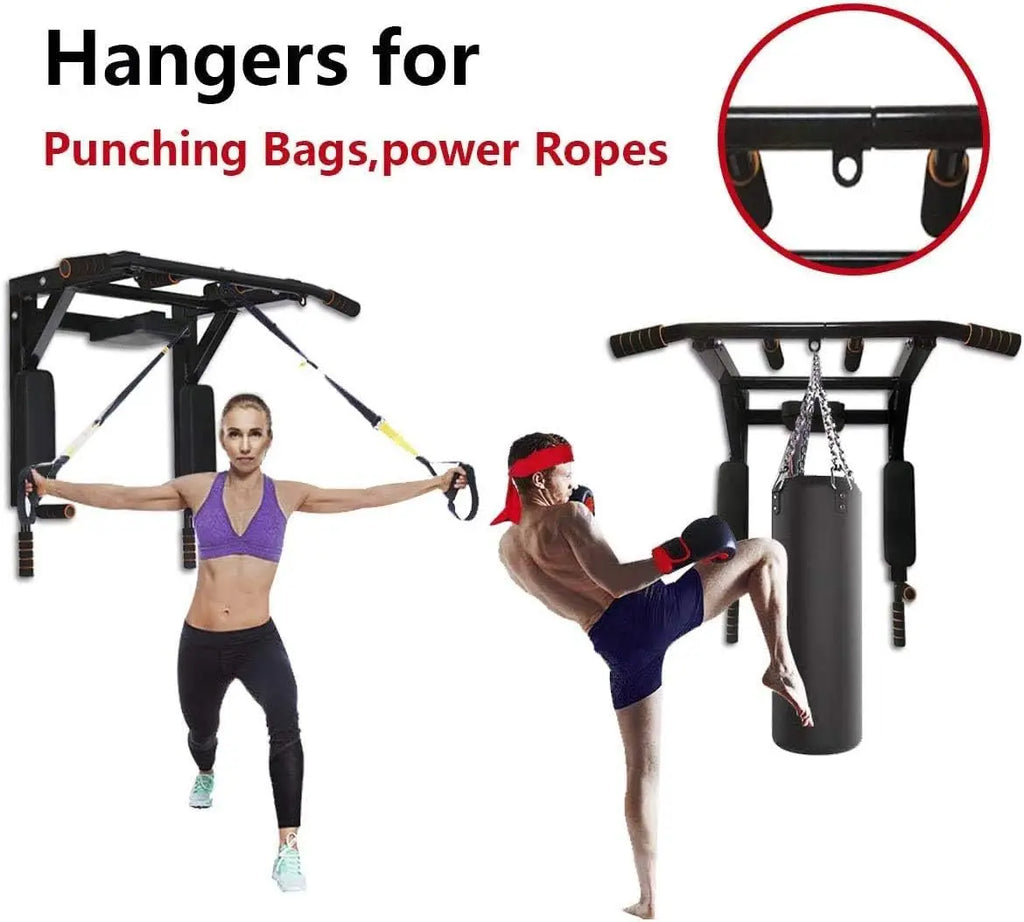 Wall Mounted Pull Up Bar Chin Up bar Multifunctional Dip Station for Indoor Home Gym Workout, Wall Mount Pull Up Bar