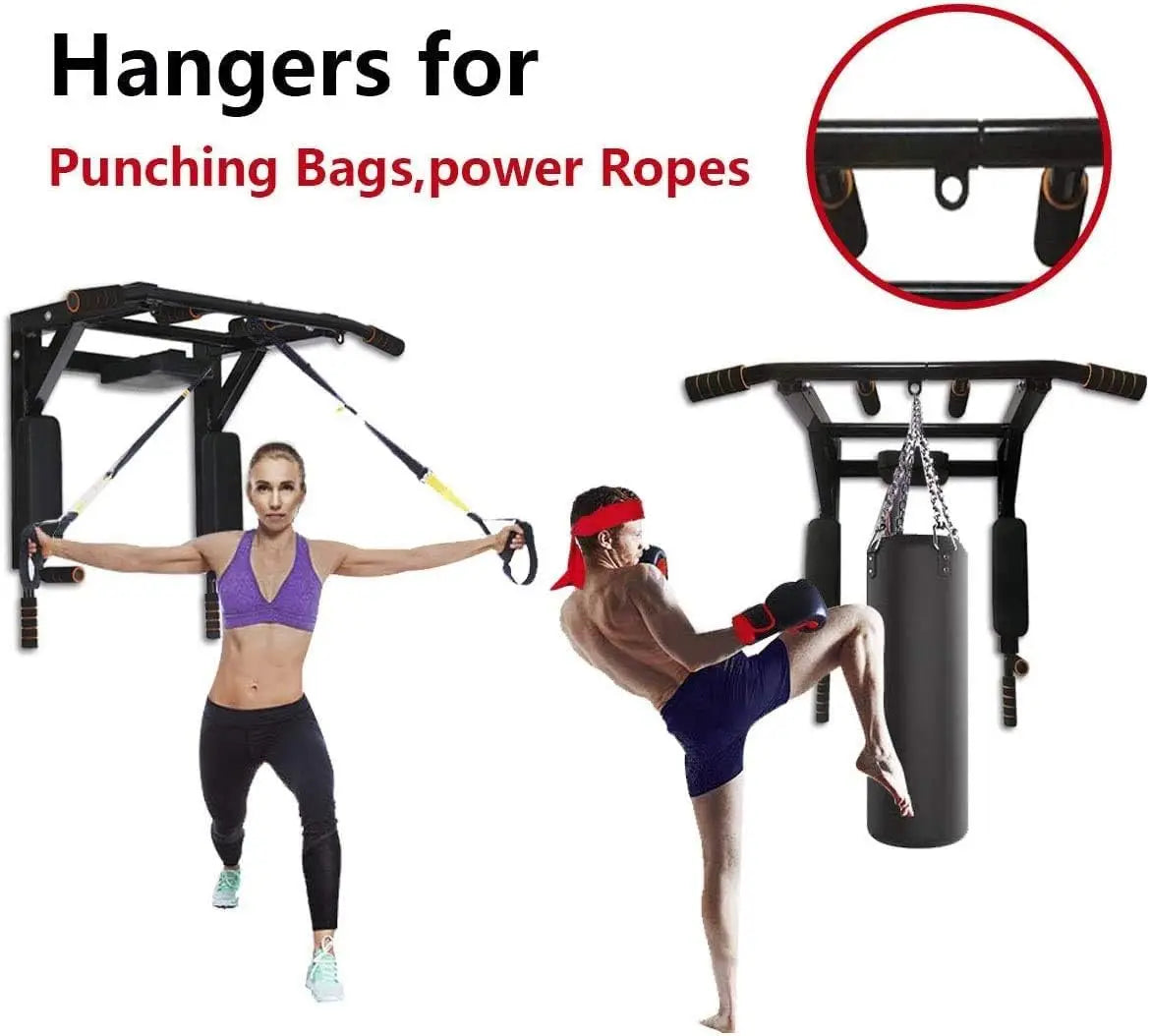 Wall Mounted Pull Up Bar Chin Up bar Multifunctional Dip Station for Indoor Home Gym Workout, Wall Mount Pull Up Bar