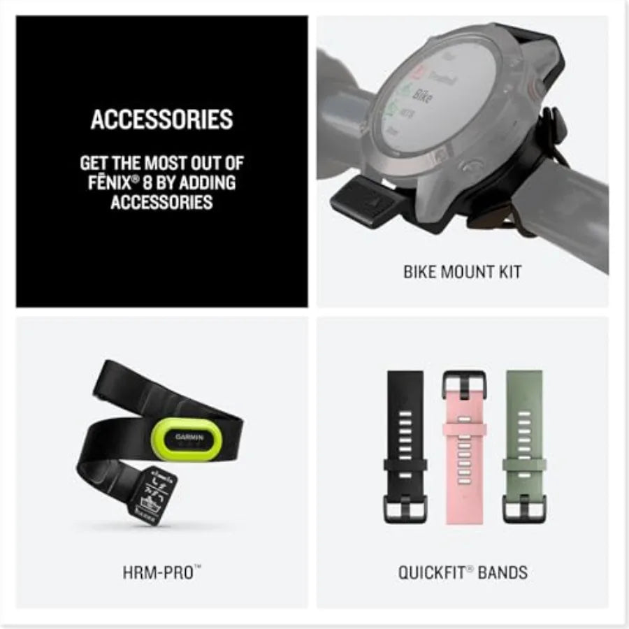 fenix 8 43mm AMOLED Premium Multisport GPS Smartwatch Long-Lasting Battery Life Dive-Rated Built-in LED Flashlight Silver with