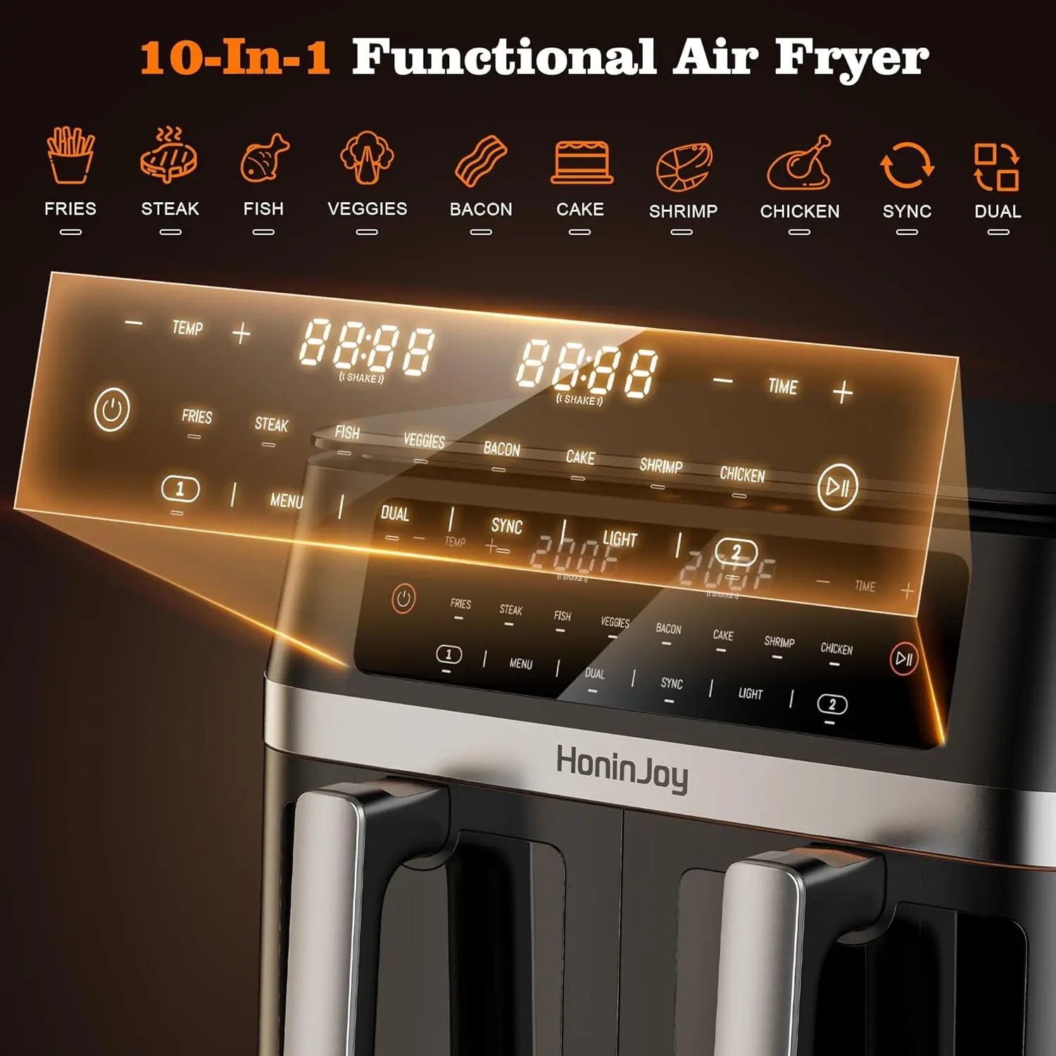 12QT Dual Basket Air Fryer with Viewing Window, Digital Touchscreen, and 50 Paper Liners for Oil-Free Cooking