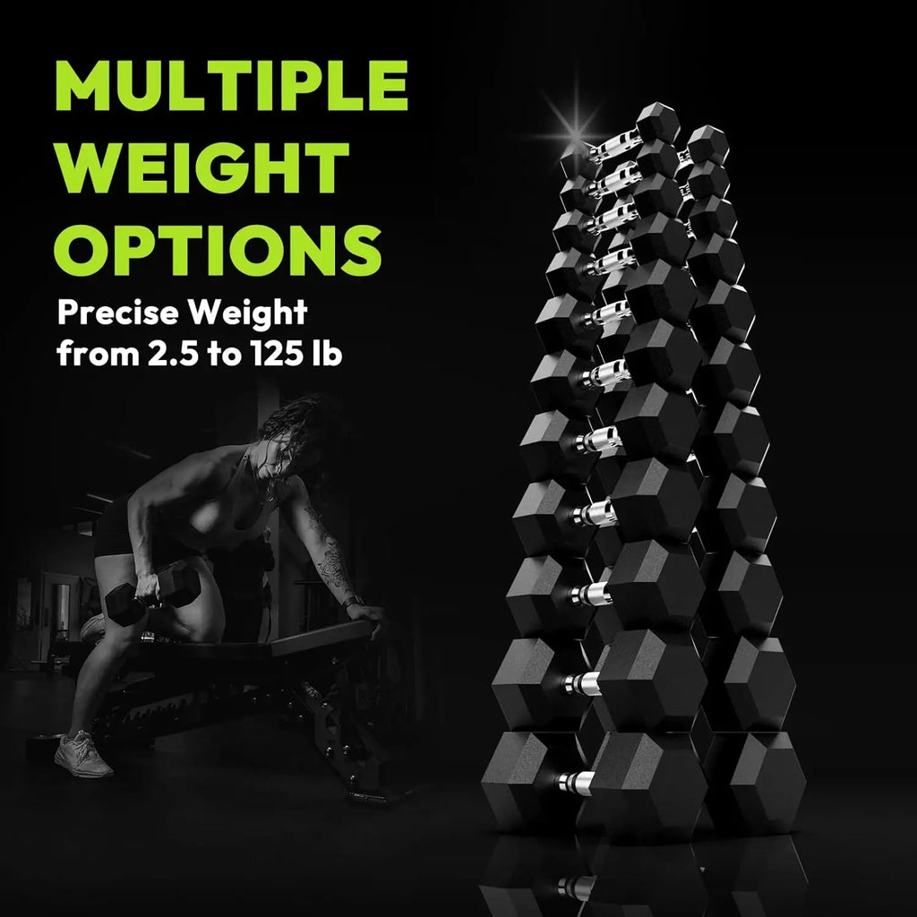 Hex Dumbbell Set for Home Gym, Rubber Encased, Strength Training