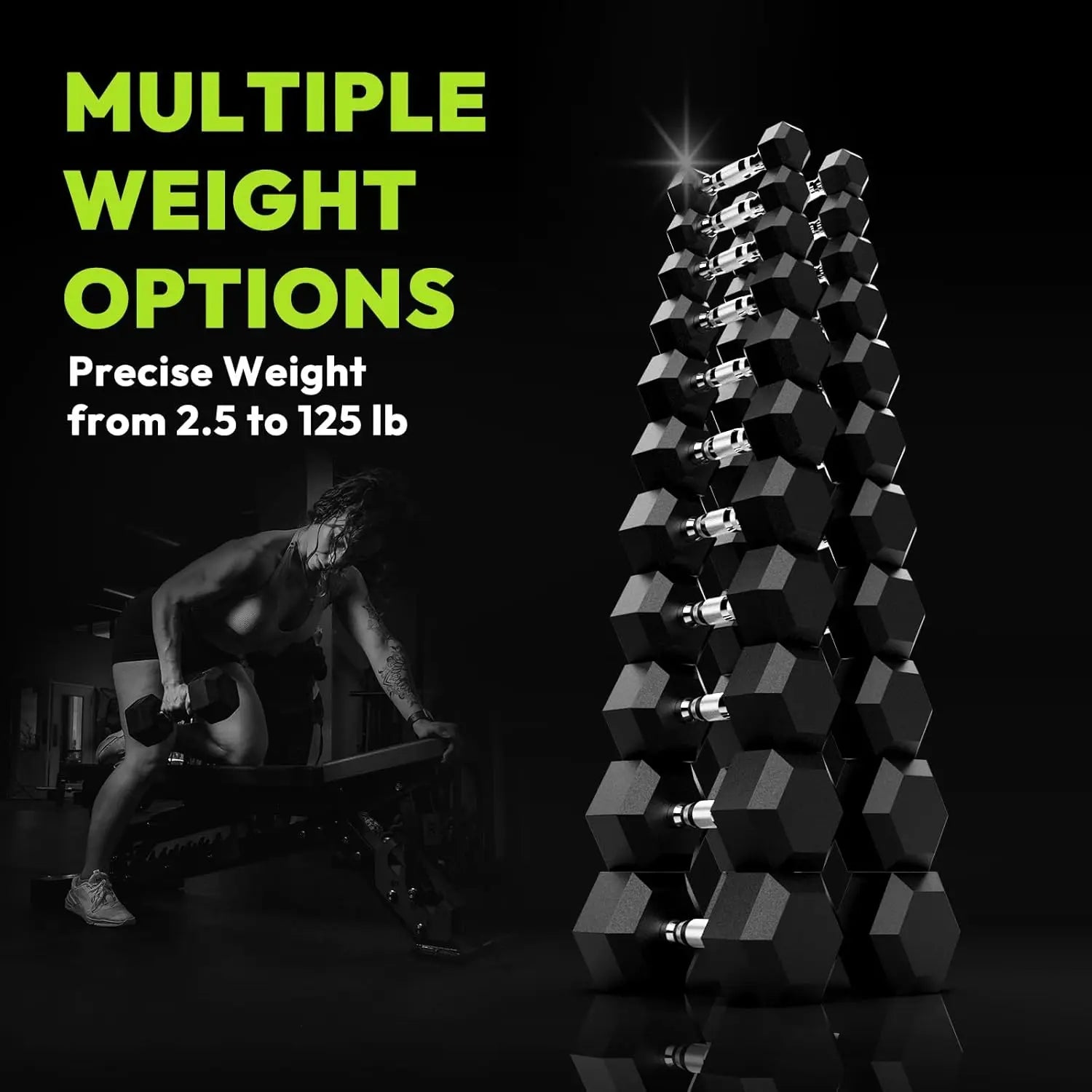 Hex Dumbbell Set for Home Gym, Rubber Encased, Strength Training
