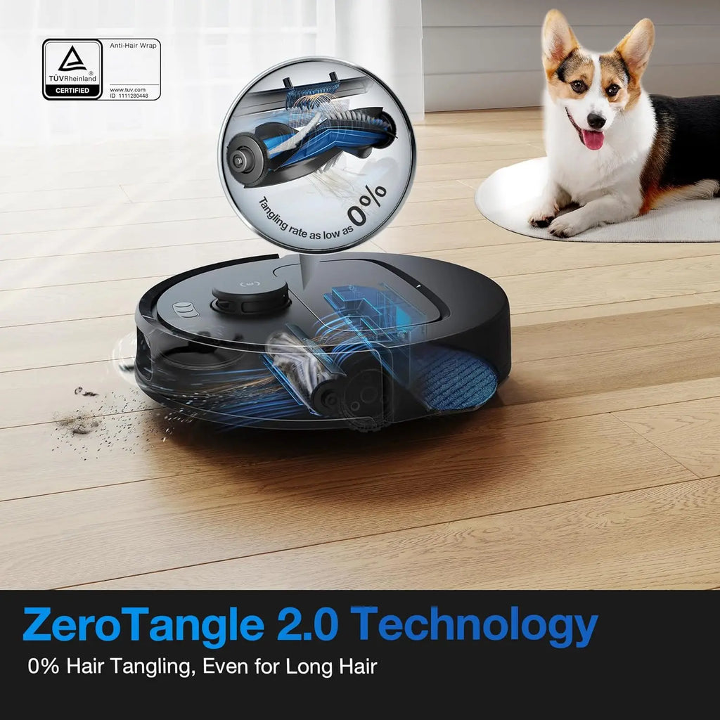 Self-Emptying Robot Vacuum and Mop, 10000Pa Suction, Tangle-Free for Pet Hair, Smart Mapping, 300 Min Runtime