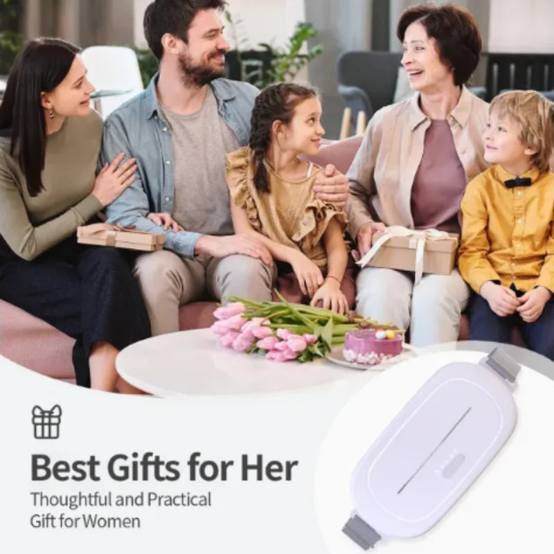 Portable Cordless Heating Pad for Cramps, Electric Waist Belt Device, Fast with 3 Heat Levels and Massage Modes, Back or Belly