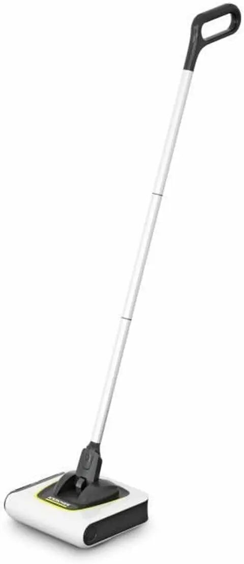 Electric Floor Sweeper Broom for Carpets, Hardwood Floors and Tiles, Lightweight Cordless Ideal for Fur Hair Dirt Dust - White