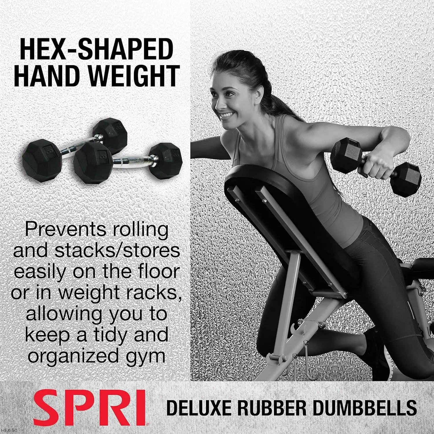Hex Rubber Dumbbell Set - Chrome Handle Home Gym Weights for Strength Training
