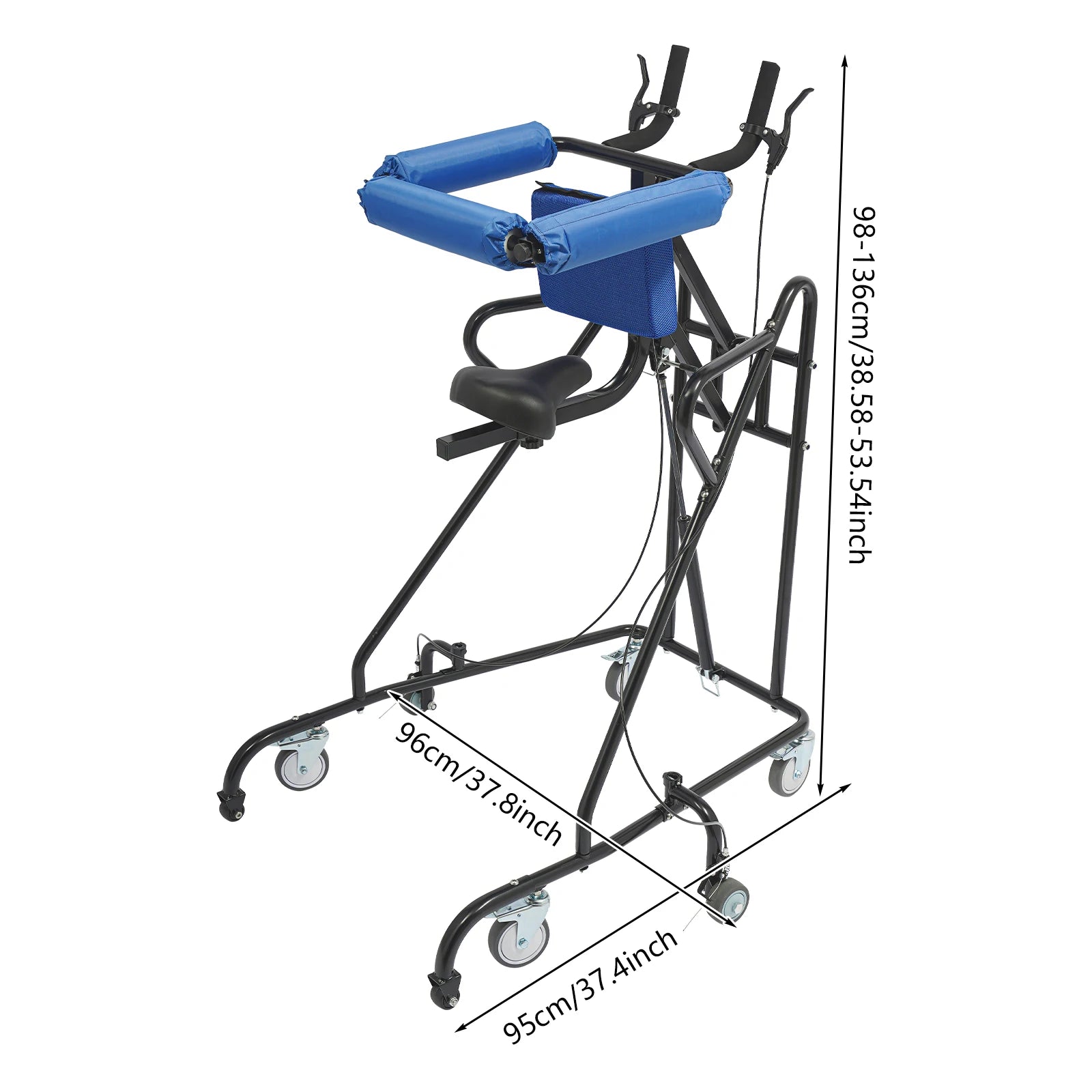 38.58-53.54inch Adjustable Height Standing Aid 8 Wheels Standing Aid for Senior and Stroke Rehabilitation Training Equipment