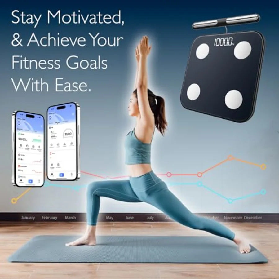 The Body Smart Scale: 8-Electrode Health Pod Scale with 40+ Measurements Including Weight Fat BMI Muscle Mass - Full Body Compo