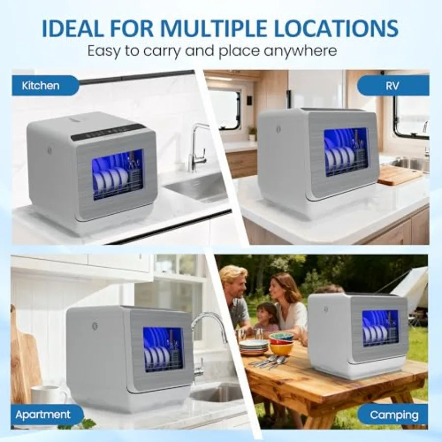 18 Compact Countertop Dishwasher with 6 Modes Energy Star Portable Dishwasher with Dual Water Supply 12H Delay Start Dish Washe