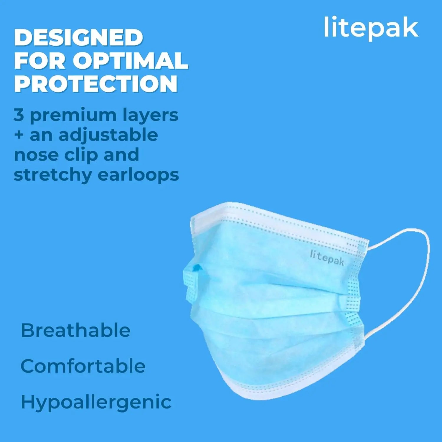 2000pcs Disposable Face Masks, 3-Ply Breathable Blue Masks for Adults, 40 Packs of 50