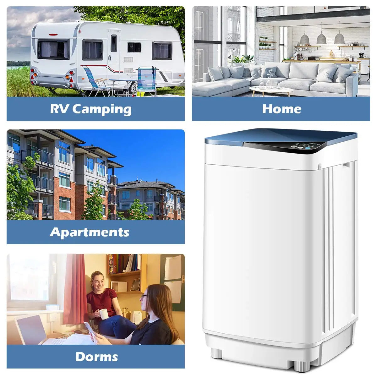 Full-Automatic Washing Machine Portable Washer and Spin Dryer 7.7 lbs Capacity Compact Laundry Washer with Built-in, Customized